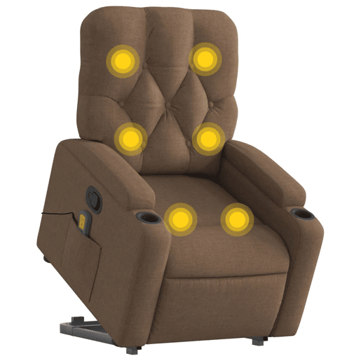 vidaXL Poltrona reclinável massagens tecido castanho vidaXL Poltrona reclinável massagens tecido castanho