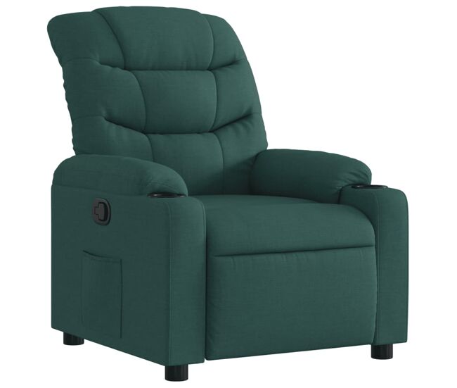 Vidaxl sillón reclinable de tela verde oscuro