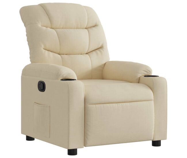 Vidaxl sillón reclinable de tela crema