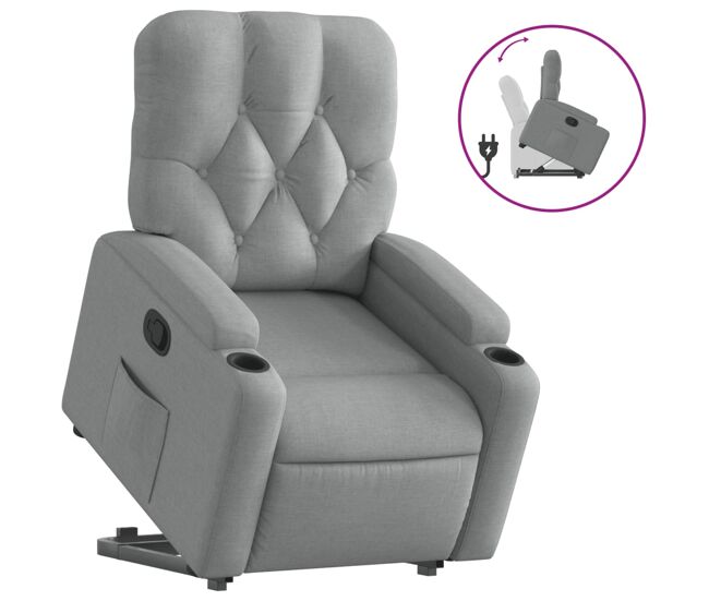 Vidaxl sillón reclinable elevable de tela gris claro