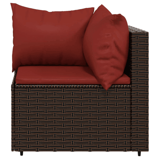 vidaXL 3 pcs conjunto lounge jardim c almofadões vime PE castanho