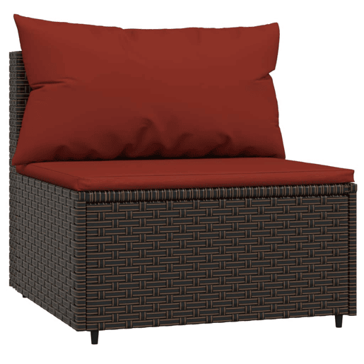 vidaXL 3 pcs conjunto lounge jardim c almofadões vime PE castanho