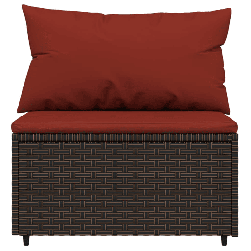 vidaXL 3 pcs conjunto lounge jardim c almofadões vime PE castanho