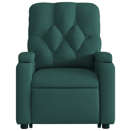 vidaXL Poltrona reclinável elevatória tecido verde-escuro