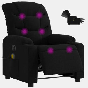 vidaXL Poltrona reclinável de massagens elétrica tecido preto
