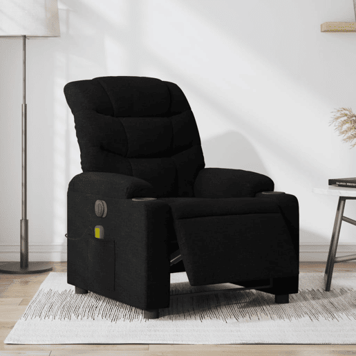 vidaXL Poltrona reclinável de massagens elétrica tecido preto