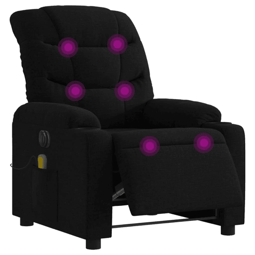 vidaXL Poltrona reclinável de massagens elétrica tecido preto