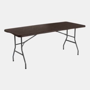 Mesa dobrável retangular efeito madeira 180x74x74cm 7house