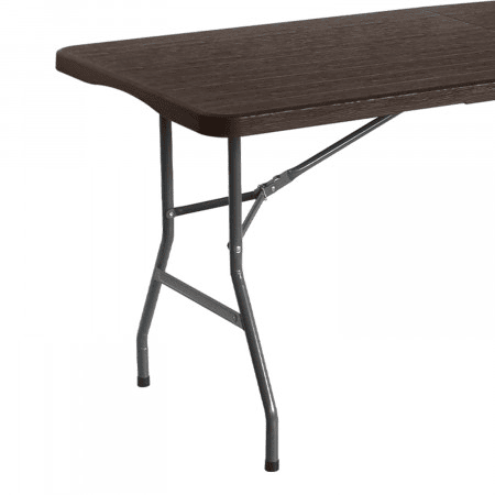 Mesa dobrável retangular efeito madeira 180x74x74cm 7house