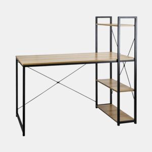 Mesa de Metal com Prateleira 3 Prateleiras Madeira Ozra 120x160x70cm 7house