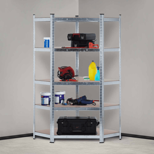 Prateleira de canto modular galvanizada 5 prateleiras ajustáveis u200Bu200B180x80x40x56cm 875Kg 7house
