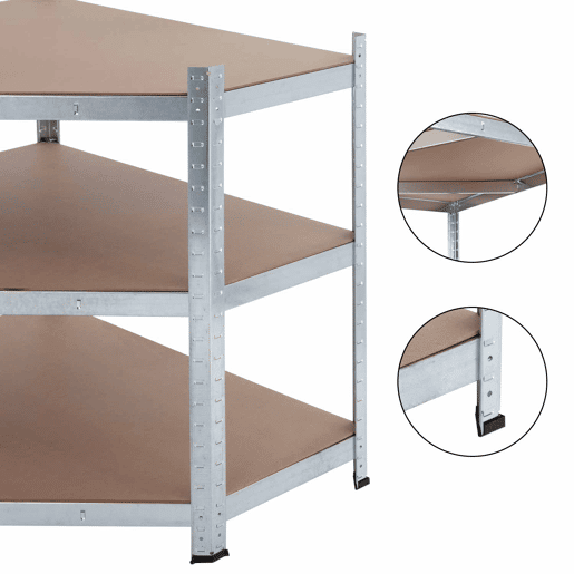Prateleira de canto modular galvanizada 5 prateleiras ajustáveis u200Bu200B180x80x40x56cm 875Kg 7house