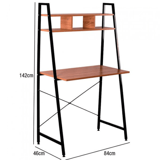 Mesa de Metal com Prateleira Organizadora de Madeira Oyam 142x84x46cm 7house