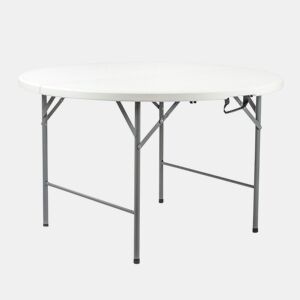 Mesa Dobrável Portátil Resina Ø150cm Branco Efeito Granito 7house