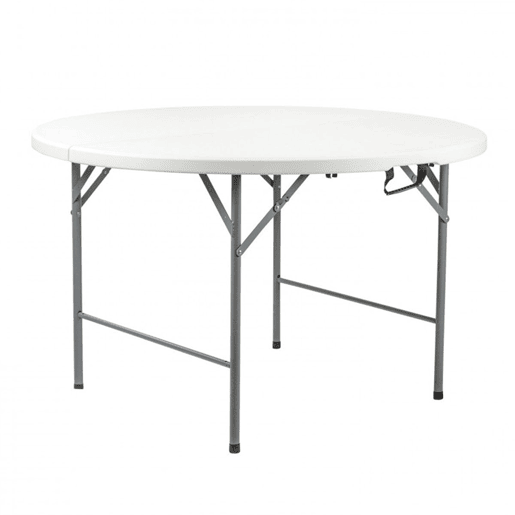 Mesa Dobrável Portátil Resina Ø121cm Branco Efeito Granito 7house