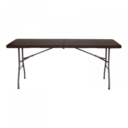 Mesa dobrável retangular efeito rattan 180x74x74cm Thinia Home