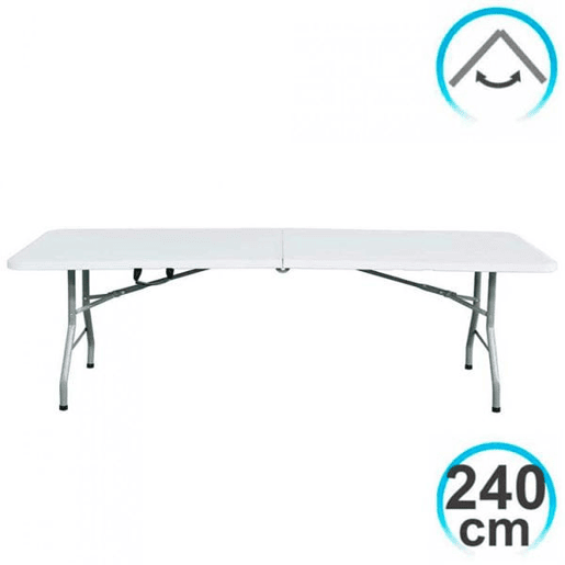 Mesa Dobrável Portátil Resina 240cm Branca 7house