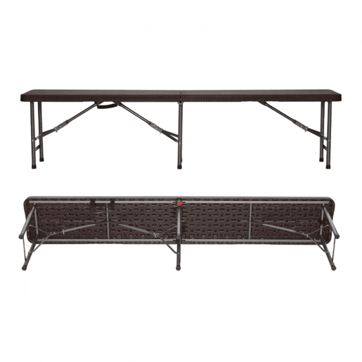 Banco dobrável de restauração com efeito Rattan 180x30x43cm 7house