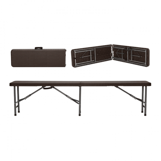 Banco dobrável de restauração com efeito Rattan 180x30x43cm 7house