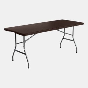 Mesa dobrável retangular efeito Rattan 180x74x74cm 7house