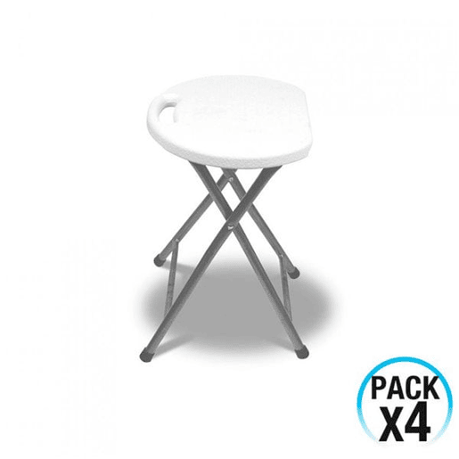 Pack de 4 bancos dobráveis u200Bu200Bem resina e aço 31x45cm branco 7house
