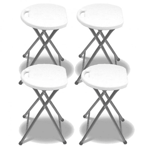 Pack de 4 bancos dobráveis u200Bu200Bem resina e aço 31x45cm branco 7house
