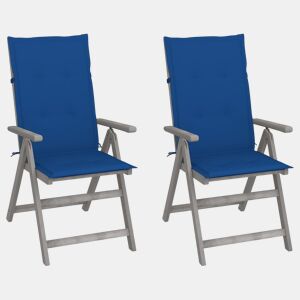 vidaXL Cadeiras jardim reclináveis c almofadões 2 pcs acácia maciça