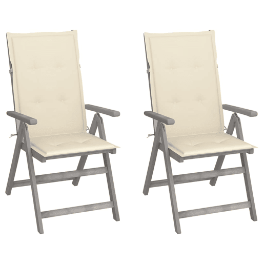 vidaXL Cadeiras jardim reclináveis c almofadões 2 pcs acácia maciça vidaXL Cadeiras jardim reclináveis c almofadões 2 pcs acácia maciça