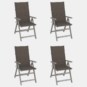 vidaXL Cadeiras jardim reclináveis c almofadões 4 pcs acácia maciça