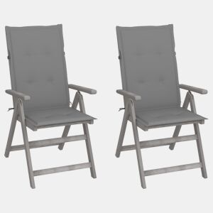 vidaXL Cadeiras jardim reclináveis c almofadões 2 pcs acácia maciça