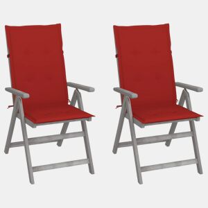vidaXL Cadeiras jardim reclináveis c almofadões 2 pcs acácia maciça