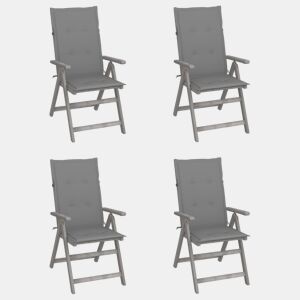 vidaXL Cadeiras jardim reclináveis c almofadões 4 pcs acácia maciça