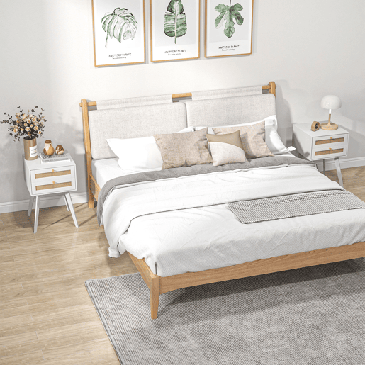 HOMCOM Conjunto de 2 Mesas de Cabeceira Mesas de Cabeceira Estilo Cannage com 2 Gavetas em Vime Mesas Auxiliares Pequenas para Dormitório Sala de Estar 40x40x60 cm Branco
