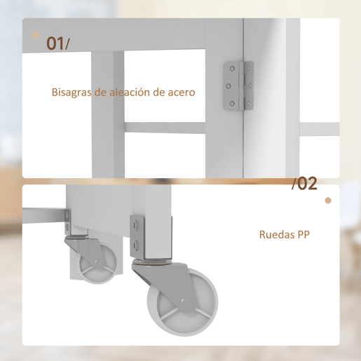 HOMCOM Mesa Dobrável com Asas Dobráveis Mesa de Cozinha com 2 Rodas e Prateleiras Estilo Moderno 120x60x75 cm Branco