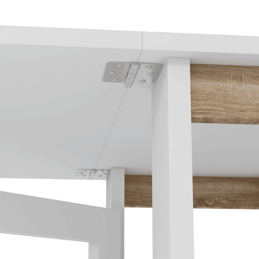 HOMCOM Mesa Dobrável com Asas Dobráveis Mesa de Cozinha com 2 Rodas e Prateleiras Estilo Moderno 120x60x75 cm Branco