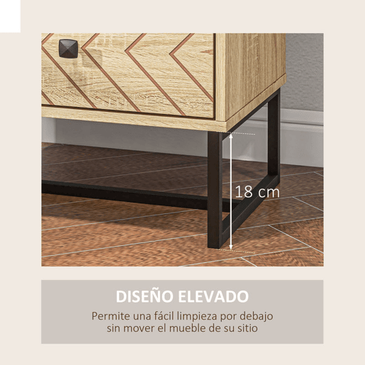 HOMCOM Conjunto de 2 Mesas de Cabeceira Mesas de Cabeceira com 2 Gavetas e Pés de Metal Estilo Moderno para Quarto Sala de Estar Escritório 48x39,5x60 cm Natural