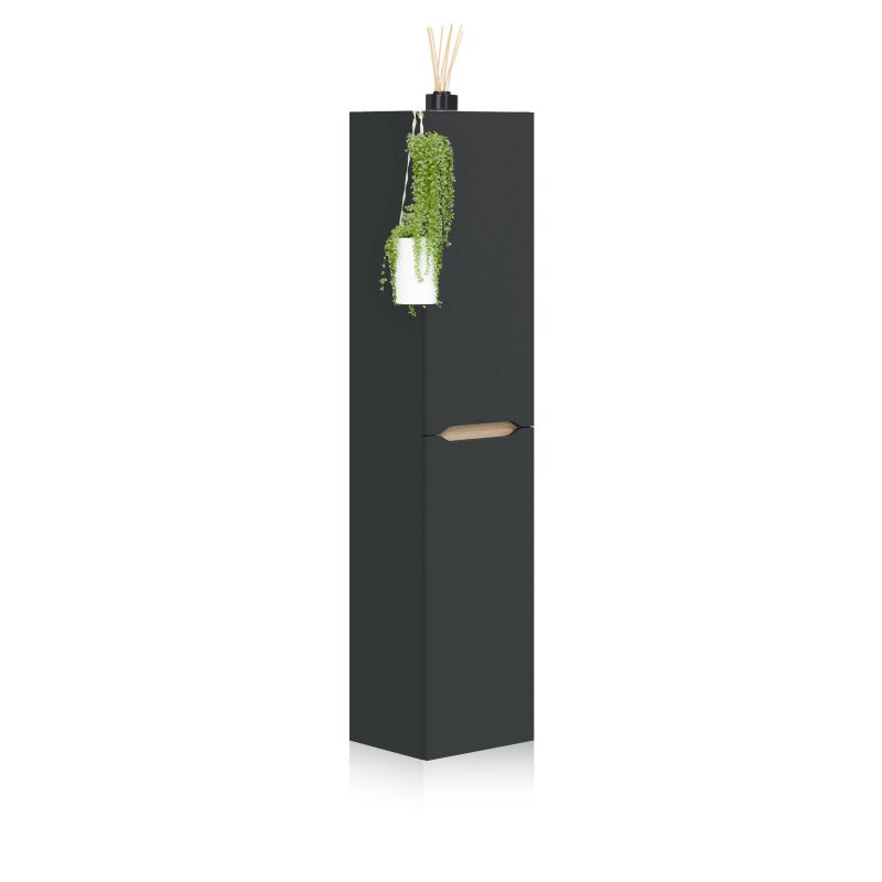 Columna de baño suspendida de 1 puerta en antracita y roble 135x31 cm opera antracita - roble 31 x 135 x 26 cm