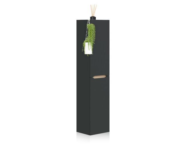 Columna de baño suspendida de 1 puerta en antracita y roble 135x31 cm opera antracita - roble 31 x 135 x 26 cm