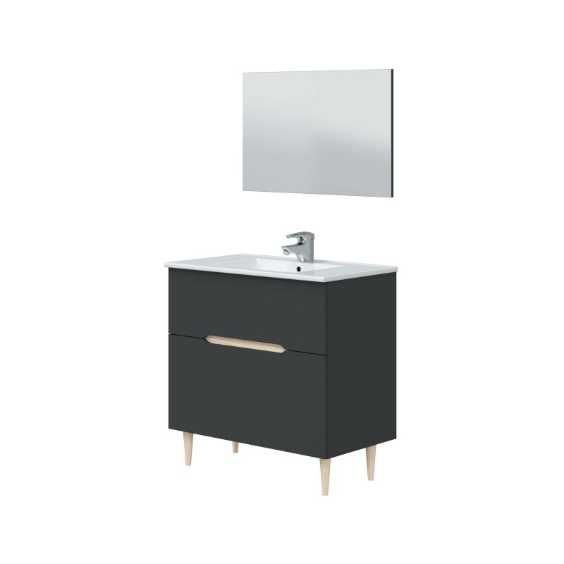 Mueble de baño lotto 80 antracita - roble 80 x 80 x 45 cm