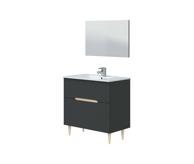 Mueble de baño lotto 80 antracita - roble 80 x 80 x 45 cm