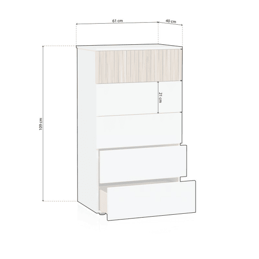 Cómoda Nitza Blanco Artik (Blanco Mate) - Natur 61 x 109 x 40 cm