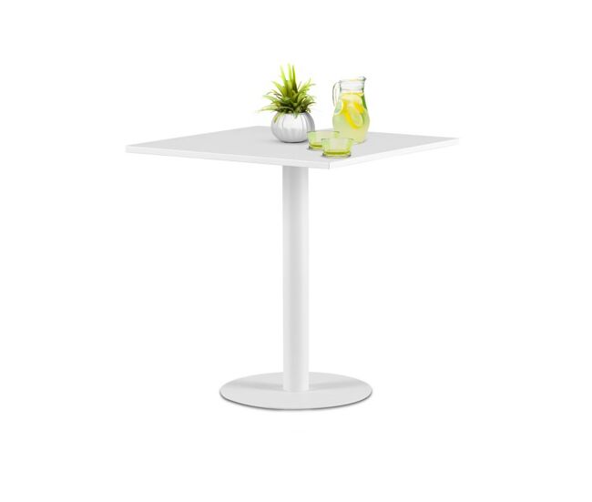 Mesa de exterior metálica en blanco 70x70 cm glot blanco 70 x 73 x cm