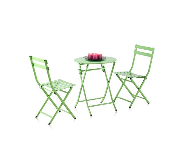 Set de exterior mesa y 2 sillas plegables gio pistacho 60 x 71,5 x cm