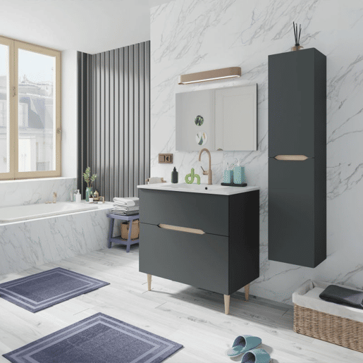 Pack baño Opera 80 Antracita - Roble 80 x 80 x 45 cm