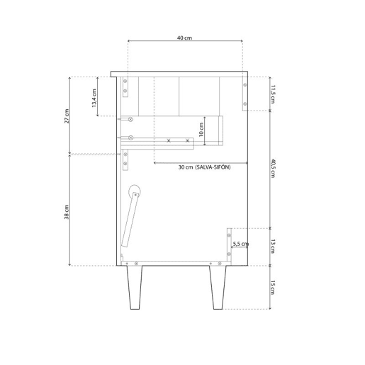 Pack baño Opera 80 Antracita - Roble 80 x 80 x 45 cm