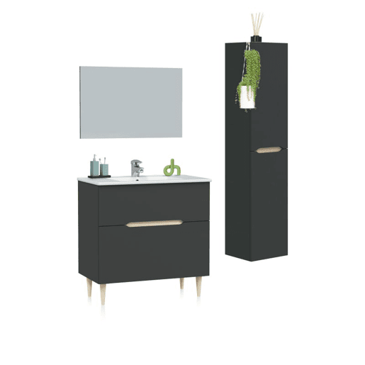 Pack de baño Opera 80 + Columna de baño Antracita - Roble 45 x 80 x 45 cm