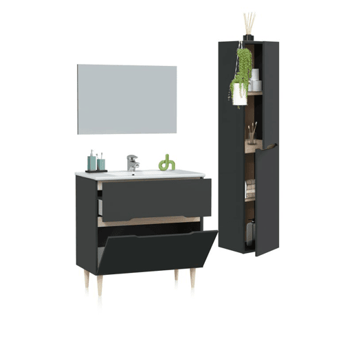 Pack de baño Opera 80 + Columna de baño Antracita - Roble 45 x 80 x 45 cm