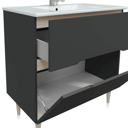Pack de baño Opera 80 + Columna de baño Antracita - Roble 45 x 80 x 45 cm