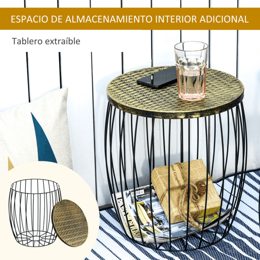 Outsunny Conjunto de 3 Mesas de Jardim Empilháveis Mesas Auxiliares de Jardim Redondas com Estrutura Metálica e Tampo Imitação Vime para Varanda Terraço Pátio Preto