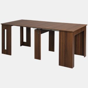HOMCOM Mesa de Jantar Extensível para 4-6 Pessoas com Lateral Abatível Mesa Auxiliar Multifuncional para Escritório Cozinha Carga Máxima 60kg 180x85x75cm Marrom